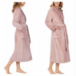 NEW! CAROLE HOCHMAN SILKY SOFT SHAWL COLLAR WRAP STYLE PLUSH ROBE SOFT PINK SZ L
